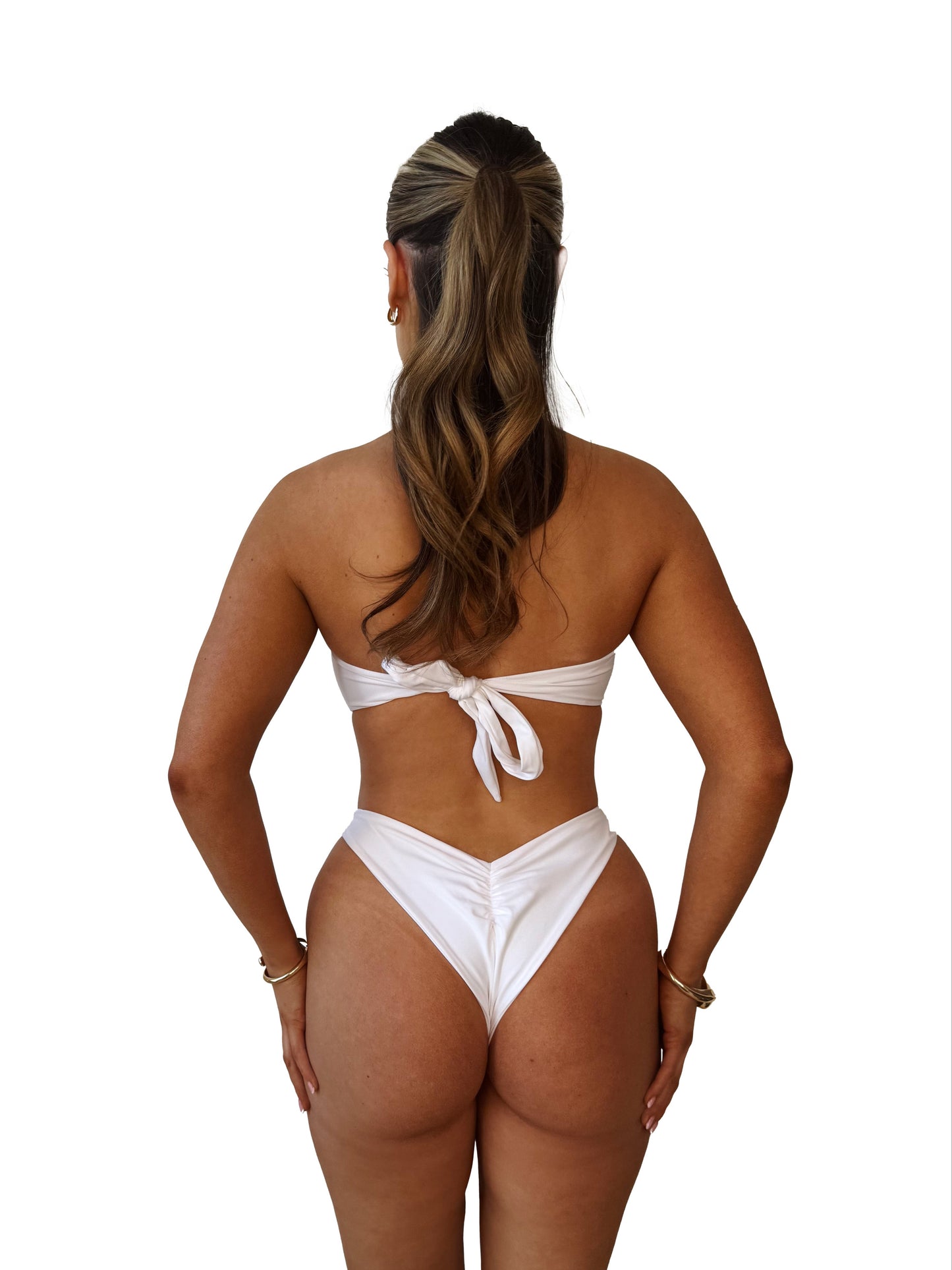 V Shaped ruched bottoms - White