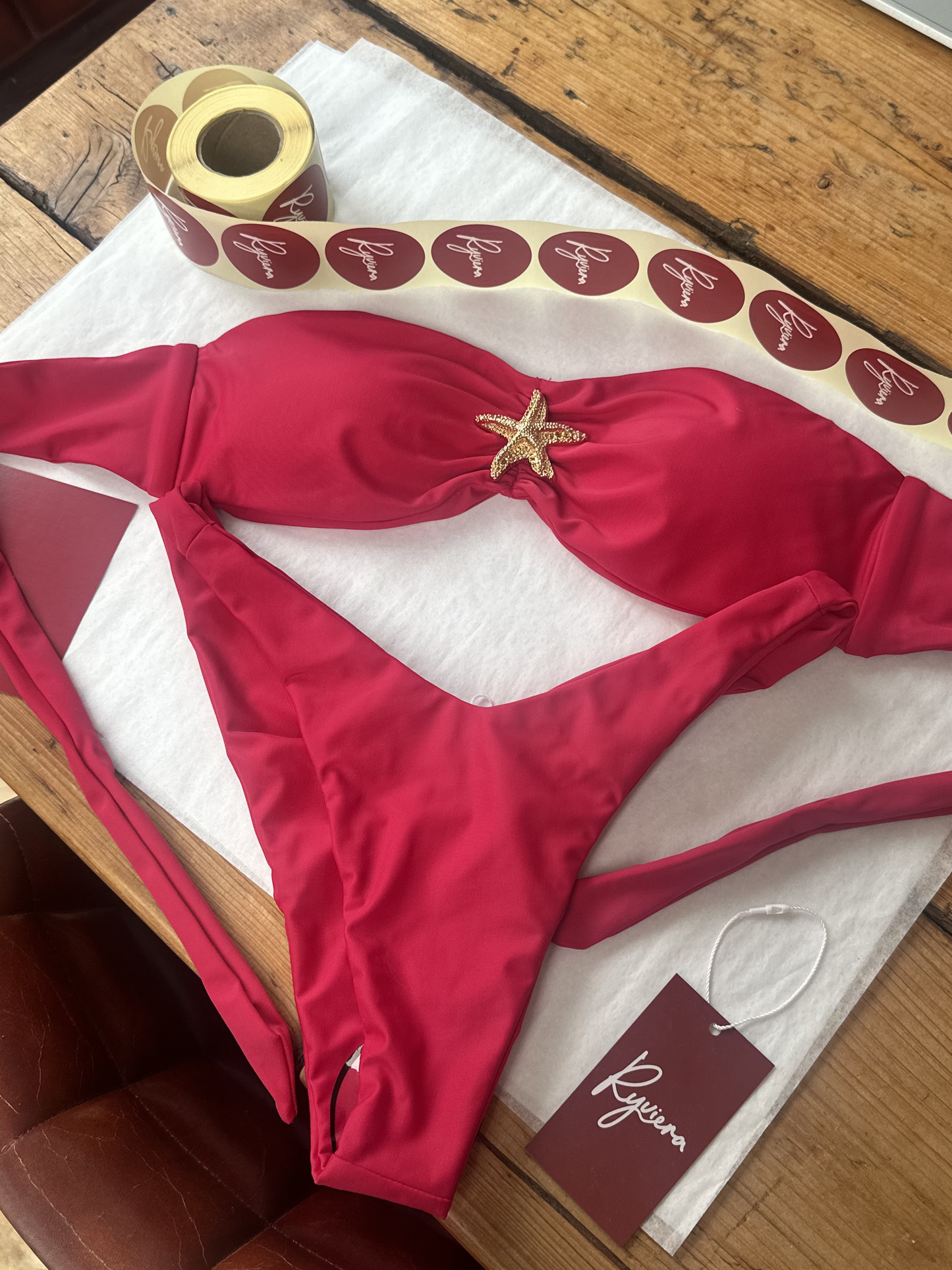 V Shaped ruched bottoms - Ryviera Red
